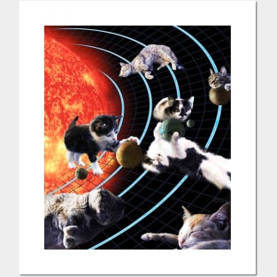 Cat Universe Galaxy Kitten Planets Solar Sun Earth Funny Posters and Art